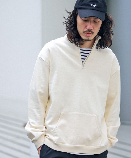 URBAN RESEARCH Sonny Label（アーバンリサーチサニーレーベル）の「ヘビーウェイトハーフZIPプルオーバー（スウェット・メンズ・ネイビー/ホワイト系その他/グリーン/グレー系その他・MEDIUM/LARGE）」の2枚目の写真