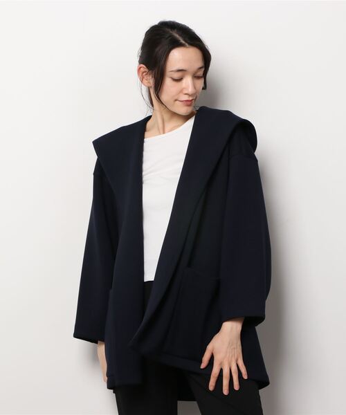 NOLLEY’S（ノーリーズ）の「◇【WEB限定】手洗可能ダンボールペプラムアウター（ブルゾン・レディース・ブラウン/キナリ/ネイビー・FREE）」の3枚目の写真