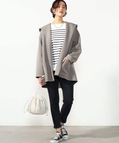 NOLLEY’S（ノーリーズ）の「◇【WEB限定】手洗可能ダンボールペプラムアウター（ブルゾン・レディース・ブラウン/キナリ/ネイビー・FREE）」の18枚目の写真