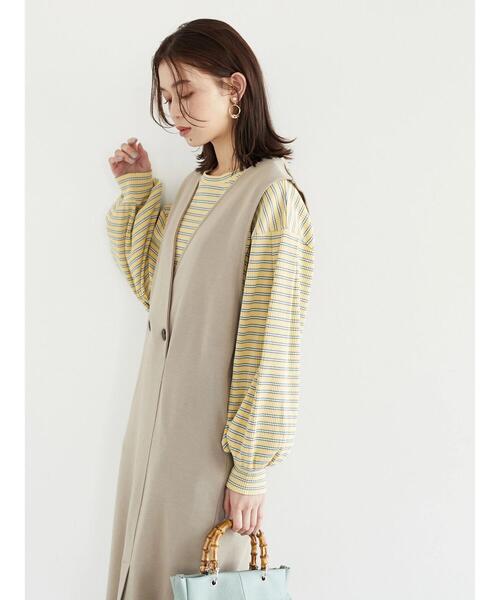 Green　Parks（グリーンパークス）の「ポンチジャンパードレス＊（ワンピース・レディース・ブラック/ベージュ・FREE）」の6枚目の写真