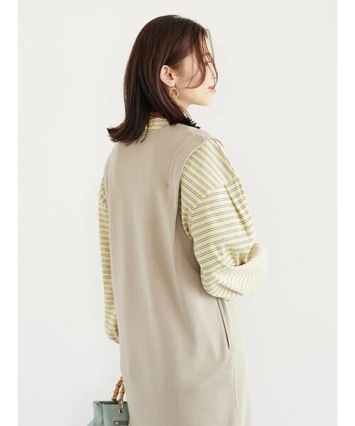 Green　Parks（グリーンパークス）の「ポンチジャンパードレス＊（ワンピース・レディース・ブラック/ベージュ・FREE）」の7枚目の写真