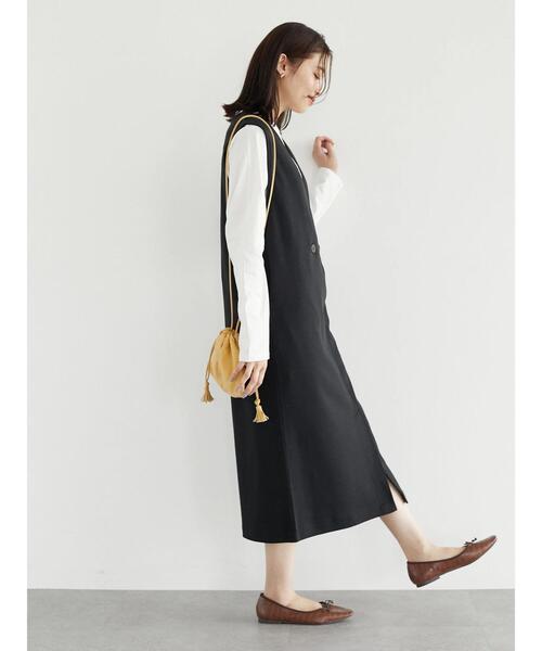 Green　Parks（グリーンパークス）の「ポンチジャンパードレス＊（ワンピース・レディース・ブラック/ベージュ・FREE）」の16枚目の写真