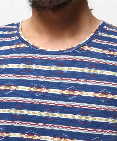 チチカカ（チチカカ）の「ナバホボーダー　プルオーバー（Tシャツ/カットソー・メンズ・レッド/ネイビー・LARGE/MEDIUM）」の3枚目の写真