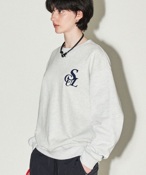 SCULPTOR（スカルプター）の「Flocking Symbol Logo Sweatshirt /フロッキングシンボルロゴスウェット（スウェット・レディース・ネイビー/レオパード/ライトグレー/ミント・MEDIUM/LARGE）」の2枚目の写真