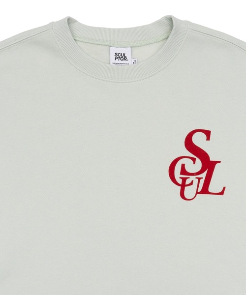 SCULPTOR（スカルプター）の「Flocking Symbol Logo Sweatshirt /フロッキングシンボルロゴスウェット（スウェット・レディース・ネイビー/レオパード/ライトグレー/ミント・MEDIUM/LARGE）」の7枚目の写真