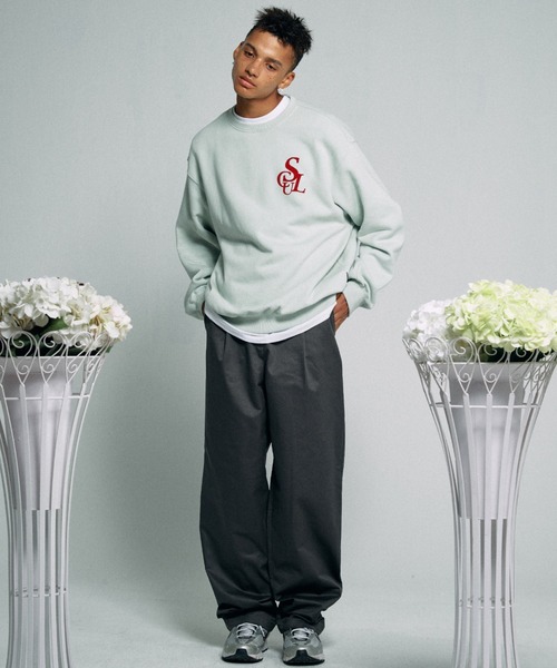 SCULPTOR（スカルプター）の「Flocking Symbol Logo Sweatshirt /フロッキングシンボルロゴスウェット（スウェット・レディース・ネイビー/レオパード/ライトグレー/ミント・MEDIUM/LARGE）」の6枚目の写真