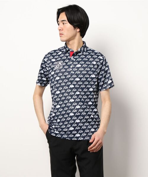 FILA GOLF（フィラゴルフ ）の「FILA GOLF/フィラゴルフ FILAロゴ メッシュジャージ PT半袖シャツ/吸汗速乾 UVカット/ゴルフウェア/メンズ（シャツ/ブラウス・メンズ・ブルー/ブラック/ネイビー/ホワイト・M/L/LL/3L）」の4枚目の写真