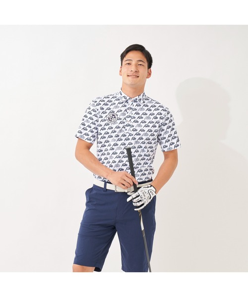 FILA GOLF（フィラゴルフ ）の「FILA GOLF/フィラゴルフ FILAロゴ メッシュジャージ PT半袖シャツ/吸汗速乾 UVカット/ゴルフウェア/メンズ（シャツ/ブラウス・メンズ・ブルー/ブラック/ネイビー/ホワイト・M/L/LL/3L）」の2枚目の写真