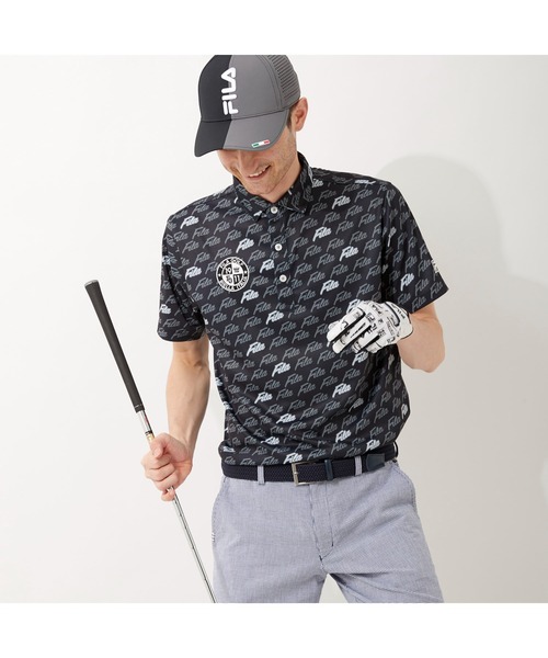 FILA GOLF（フィラゴルフ ）の「FILA GOLF/フィラゴルフ FILAロゴ メッシュジャージ PT半袖シャツ/吸汗速乾 UVカット/ゴルフウェア/メンズ（シャツ/ブラウス・メンズ・ブルー/ブラック/ネイビー/ホワイト・M/L/LL/3L）」の11枚目の写真