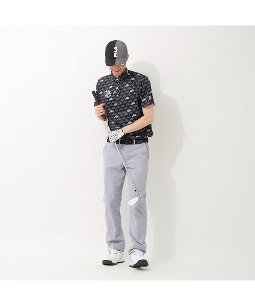 FILA GOLF（フィラゴルフ ）の「FILA GOLF/フィラゴルフ FILAロゴ メッシュジャージ PT半袖シャツ/吸汗速乾 UVカット/ゴルフウェア/メンズ（シャツ/ブラウス・メンズ・ブルー/ブラック/ネイビー/ホワイト・M/L/LL/3L）」の16枚目の写真