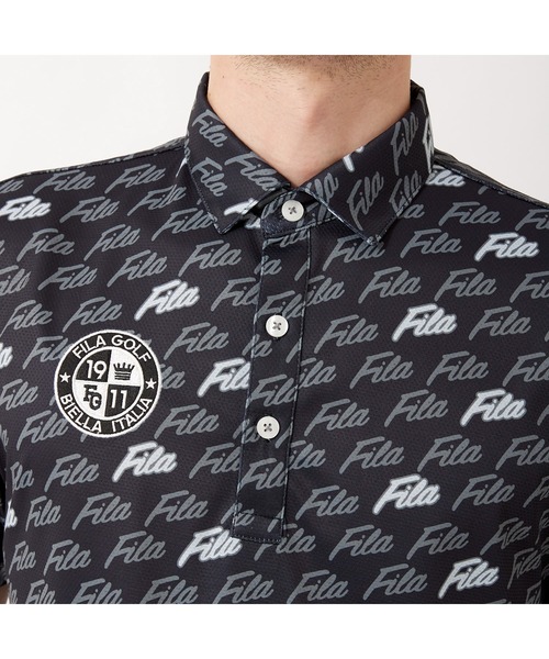 FILA GOLF（フィラゴルフ ）の「FILA GOLF/フィラゴルフ FILAロゴ メッシュジャージ PT半袖シャツ/吸汗速乾 UVカット/ゴルフウェア/メンズ（シャツ/ブラウス・メンズ・ブルー/ブラック/ネイビー/ホワイト・M/L/LL/3L）」の14枚目の写真