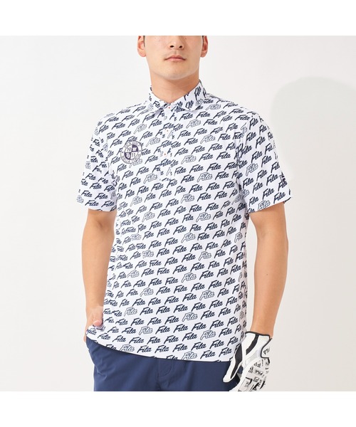 FILA GOLF（フィラゴルフ ）の「FILA GOLF/フィラゴルフ FILAロゴ メッシュジャージ PT半袖シャツ/吸汗速乾 UVカット/ゴルフウェア/メンズ（シャツ/ブラウス・メンズ・ブルー/ブラック/ネイビー/ホワイト・M/L/LL/3L）」の10枚目の写真