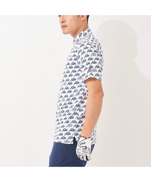 FILA GOLF（フィラゴルフ ）の「FILA GOLF/フィラゴルフ FILAロゴ メッシュジャージ PT半袖シャツ/吸汗速乾 UVカット/ゴルフウェア/メンズ（シャツ/ブラウス・メンズ・ブルー/ブラック/ネイビー/ホワイト・M/L/LL/3L）」の8枚目の写真