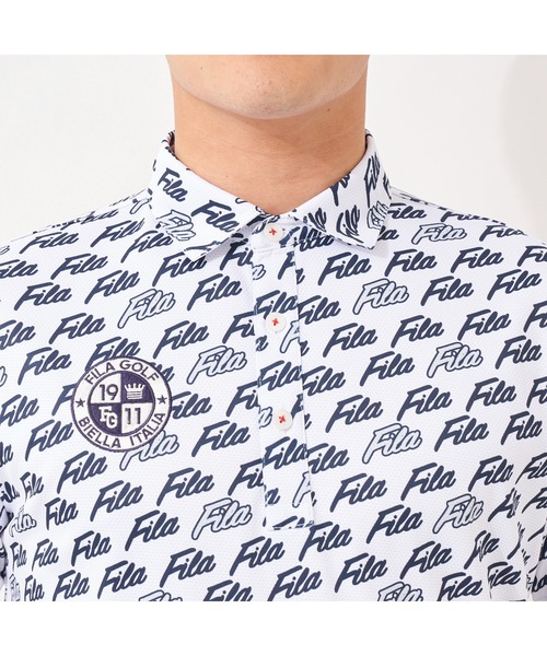 FILA GOLF（フィラゴルフ ）の「FILA GOLF/フィラゴルフ FILAロゴ メッシュジャージ PT半袖シャツ/吸汗速乾 UVカット/ゴルフウェア/メンズ（シャツ/ブラウス・メンズ・ブルー/ブラック/ネイビー/ホワイト・M/L/LL/3L）」の15枚目の写真