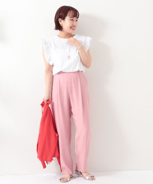 Rie Miller(リエミラー)の「フリル袖Tシャツ(Tシャツ/カットソー・レディース・ホワイト/ブラック/チャコールグレー/ダークグリーン/グレー/アイボリー・38)」の8枚目の写真