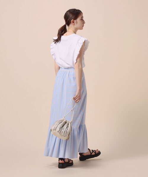 Rie Miller(リエミラー)の「フリル袖Tシャツ(Tシャツ/カットソー・レディース・ホワイト/ブラック/チャコールグレー/ダークグリーン/グレー/アイボリー・38)」の14枚目の写真