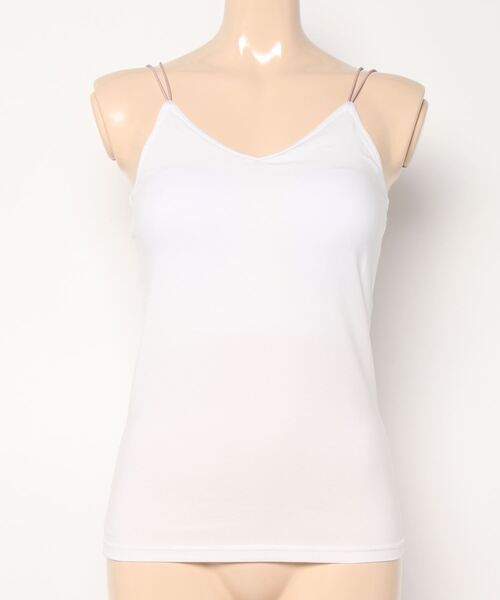 Q（キュー）の「カップ付きインナーキャミ（キャミソール・レディース・アイボリー/ブラック・MEDIUM）」の5枚目の写真