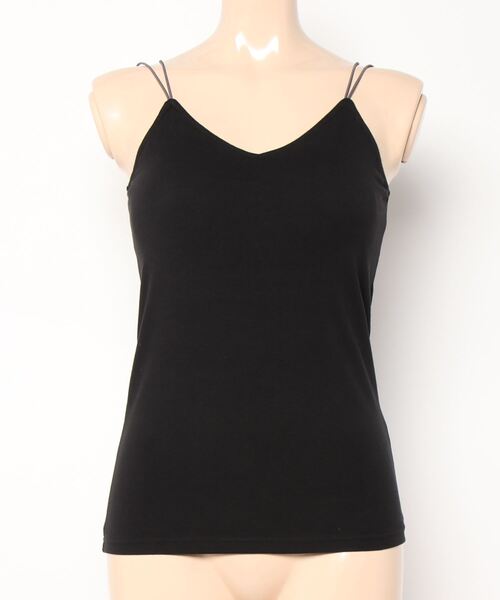 Q（キュー）の「カップ付きインナーキャミ（キャミソール・レディース・アイボリー/ブラック・MEDIUM）」の6枚目の写真