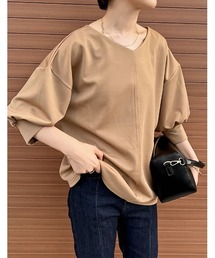 Re:EDIT（リエディ）の「[イージーケア]前後2WAYハーフスリーブポンチトップス（Tシャツ/カットソー）」