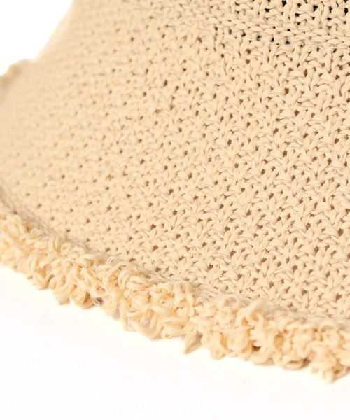 14+（イチヨンプラス）の「ポリサーモフリンジ風バケットハット（ハット・レディース・ブラック/ライトベージュ・FREE）」の3枚目の写真