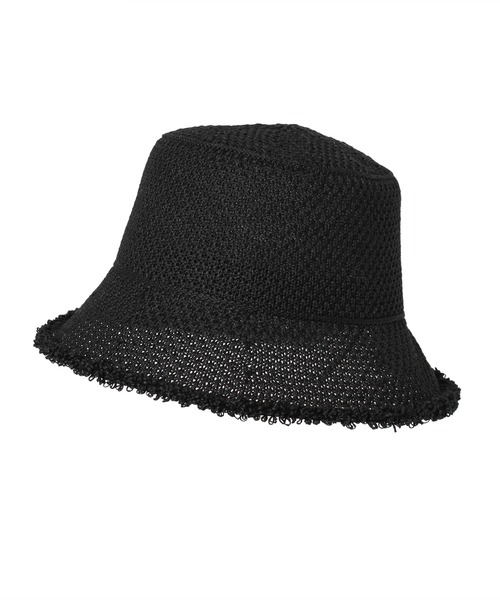 14+（イチヨンプラス）の「ポリサーモフリンジ風バケットハット（ハット・レディース・ブラック/ライトベージュ・FREE）」の7枚目の写真