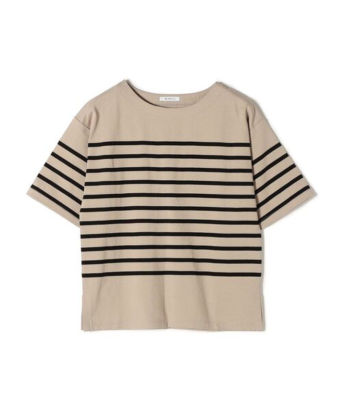 SHIPS Days（シップスデイズ）の「SHIPS Days:ハーフスリーブパネルボーダーTシャツ◇（Tシャツ/カットソー・レディース・ブラック/ベージュ/ネイビー・ONE SIZE）」の4枚目の写真