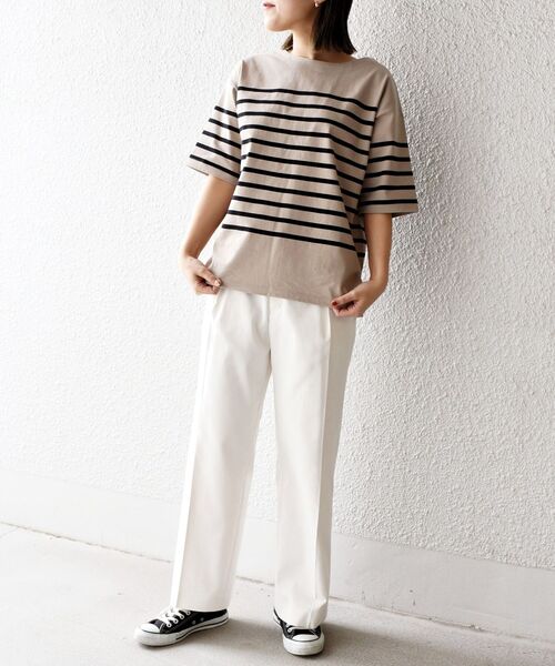 SHIPS Days（シップスデイズ）の「SHIPS Days:ハーフスリーブパネルボーダーTシャツ◇（Tシャツ/カットソー・レディース・ブラック/ベージュ/ネイビー・ONE SIZE）」の20枚目の写真