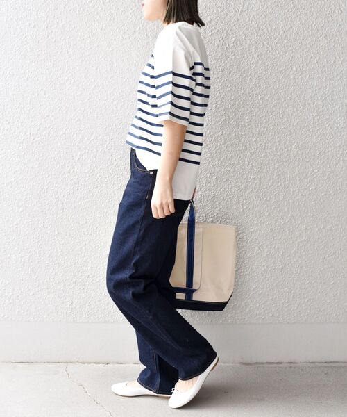 SHIPS Days（シップスデイズ）の「SHIPS Days:ハーフスリーブパネルボーダーTシャツ◇（Tシャツ/カットソー・レディース・ブラック/ベージュ/ネイビー・ONE SIZE）」の7枚目の写真