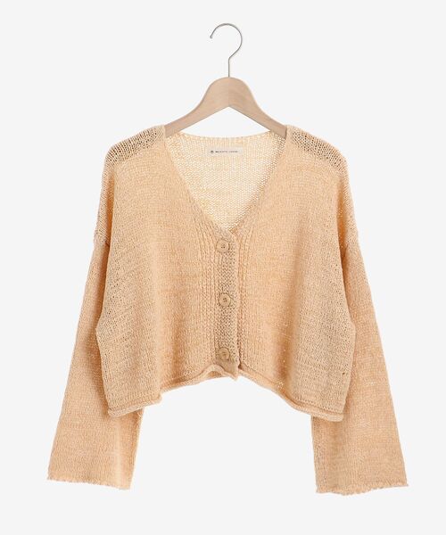 MAJESTIC LEGON（マジェスティックレゴン）の「テープヤーンショートカーディガン（カーディガン/ボレロ・レディース・グレー/オフホワイト/イエロー・MEDIUM）」の3枚目の写真
