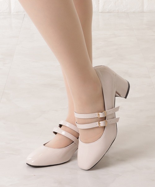 Lace Ladies（レースレディース）の「ダブルストラップエナメルハイヒールパンプス（パンプス・レディース・ブラック/アイボリー/ワインレッド・23.5/24/22.5/25/23/24.5）」の4枚目の写真