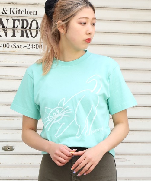 HARVESTY（ハーベスティ）の「HARVESTY/ハーベスティ CATプリントTシャツ  イワサトミキ（Tシャツ/カットソー・レディース・ブラック/オフホワイト/ミント・1/2）」の21枚目の写真