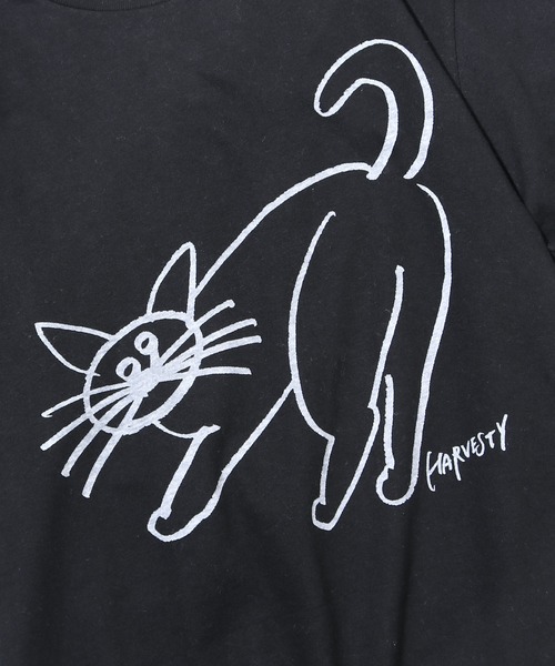 HARVESTY（ハーベスティ）の「HARVESTY/ハーベスティ CATプリントTシャツ  イワサトミキ（Tシャツ/カットソー・レディース・ブラック/オフホワイト/ミント・1/2）」の8枚目の写真