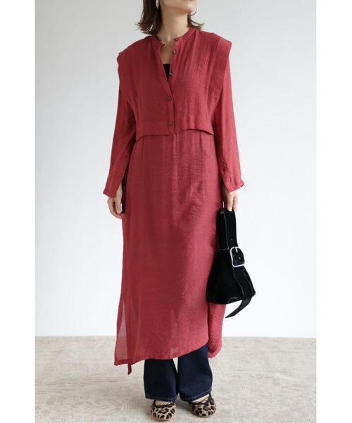 &. NOSTALGIA(アンドドットノスタルジア)の「【ZOZO限定】スラブガーゼスリーブ開きワンピース(ワンピース・レディース・ブラック/オレンジ/ブルー/マスタード/レンガ・FREE/M)」の6枚目の写真