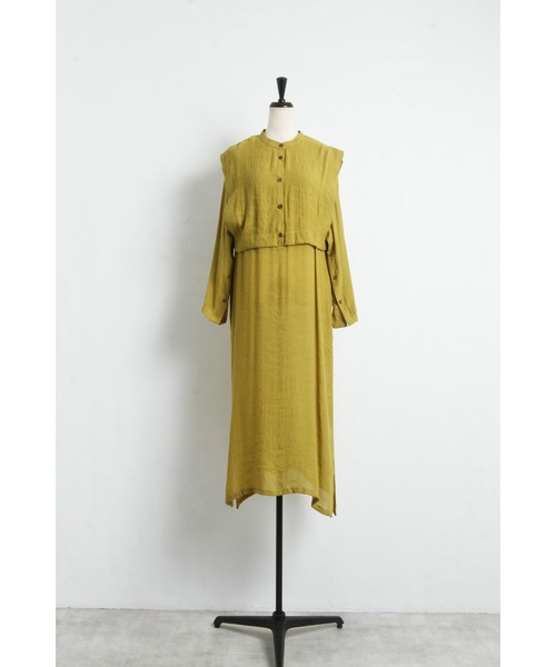 &. NOSTALGIA(アンドドットノスタルジア)の「【ZOZO限定】スラブガーゼスリーブ開きワンピース(ワンピース・レディース・ブラック/オレンジ/ブルー/マスタード/レンガ・FREE/M)」の8枚目の写真