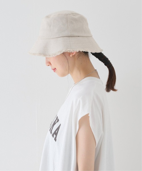 B.C STOCK(ベーセーストック)の「Linen blend Bucket hat(ハット・レディース・ブラック/アイボリー・FREE)」の12枚目の写真