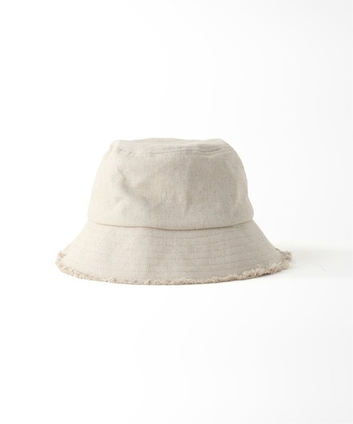 B.C STOCK(ベーセーストック)の「Linen blend Bucket hat(ハット・レディース・ブラック/アイボリー・FREE)」の4枚目の写真