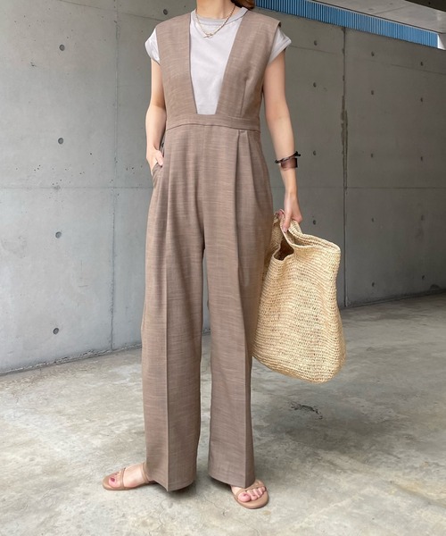 DouDou（ドゥドゥ）の「【WEB限定】バックベルトコンビネゾン（つなぎ/オールインワン・レディース・ブラウン/ブラック・FREE）」の3枚目の写真