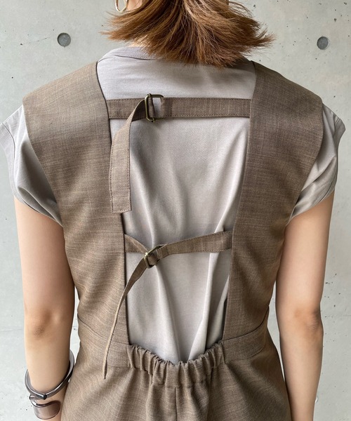 DouDou（ドゥドゥ）の「【WEB限定】バックベルトコンビネゾン（つなぎ/オールインワン・レディース・ブラウン/ブラック・FREE）」の7枚目の写真