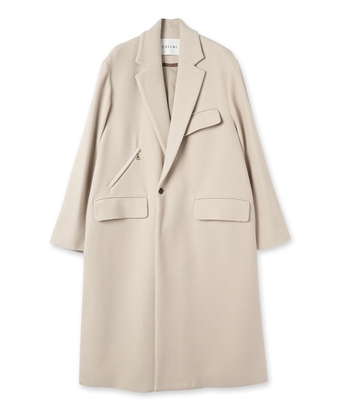 CULLNI（クルニ）の「22-AW-026 / Lamb Wool Melton Chester Long Coat（チェスターコート・メンズ・チャコール/ブルー/ブラック/アイボリー・1/2/0）」の8枚目の写真