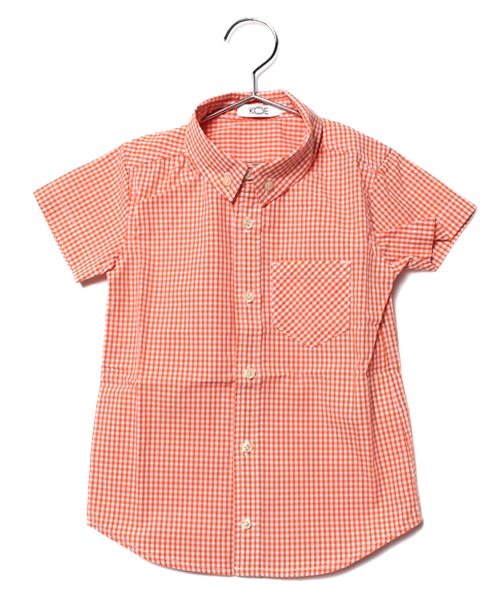 koe（コエ）の「キッズギンガムチェック半袖シャツ（シャツ/ブラウス・キッズ・ブラック/オレンジ/ライトブルー・130cm/120cm/100cm/110cm）」の3枚目の写真