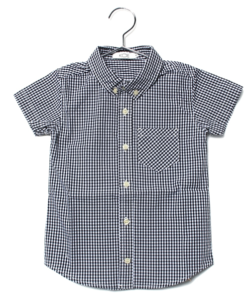 koe（コエ）の「キッズギンガムチェック半袖シャツ（シャツ/ブラウス・キッズ・ブラック/オレンジ/ライトブルー・130cm/120cm/100cm/110cm）」の2枚目の写真