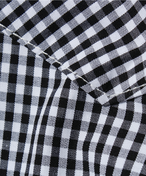 koe（コエ）の「キッズギンガムチェック半袖シャツ（シャツ/ブラウス・キッズ・ブラック/オレンジ/ライトブルー・130cm/120cm/100cm/110cm）」の8枚目の写真