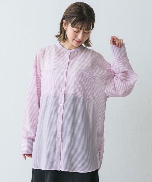 RETRO GIRL（レトロガール）の「BオープンシアーストライプSH（シャツ/ブラウス・レディース・ホワイト系その他/グリーン系その他/ピンク系その他・FREE）」の21枚目の写真