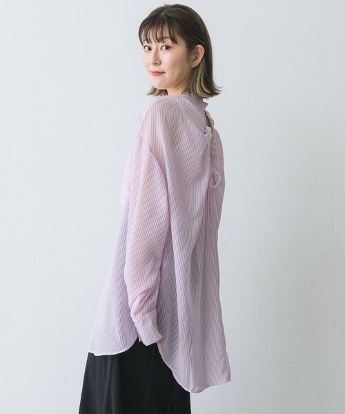 RETRO GIRL（レトロガール）の「BオープンシアーストライプSH（シャツ/ブラウス・レディース・ホワイト系その他/グリーン系その他/ピンク系その他・FREE）」の20枚目の写真