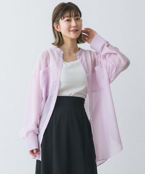 RETRO GIRL（レトロガール）の「BオープンシアーストライプSH（シャツ/ブラウス・レディース・ホワイト系その他/グリーン系その他/ピンク系その他・FREE）」の18枚目の写真