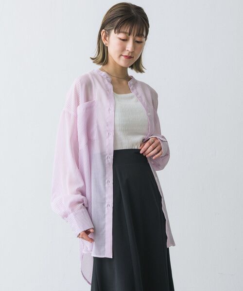 RETRO GIRL（レトロガール）の「BオープンシアーストライプSH（シャツ/ブラウス・レディース・ホワイト系その他/グリーン系その他/ピンク系その他・FREE）」の17枚目の写真