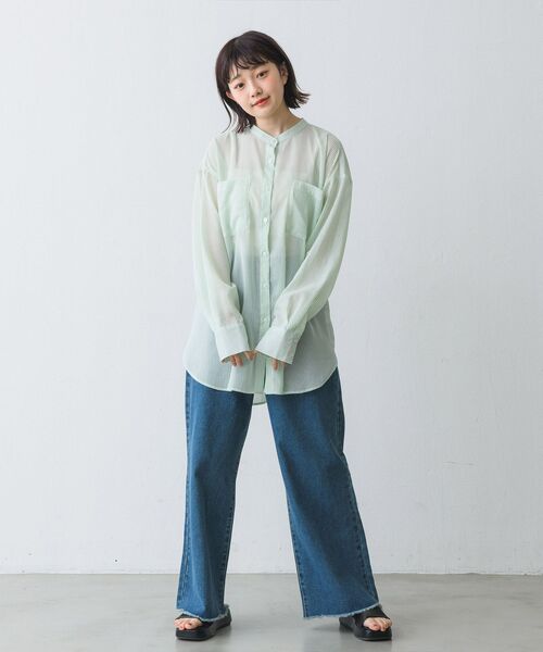 RETRO GIRL（レトロガール）の「BオープンシアーストライプSH（シャツ/ブラウス・レディース・ホワイト系その他/グリーン系その他/ピンク系その他・FREE）」の15枚目の写真