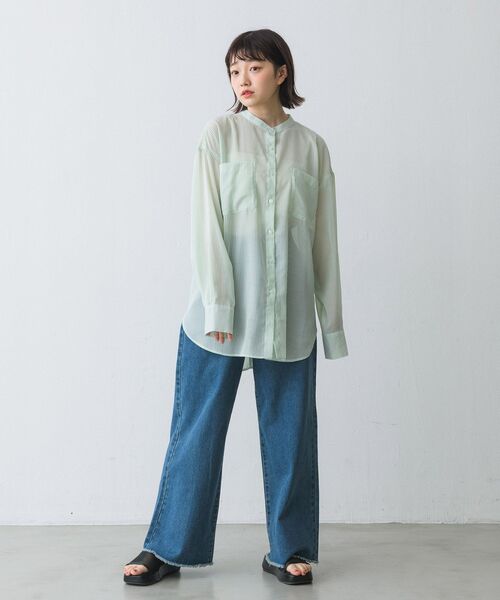 RETRO GIRL（レトロガール）の「BオープンシアーストライプSH（シャツ/ブラウス・レディース・ホワイト系その他/グリーン系その他/ピンク系その他・FREE）」の14枚目の写真