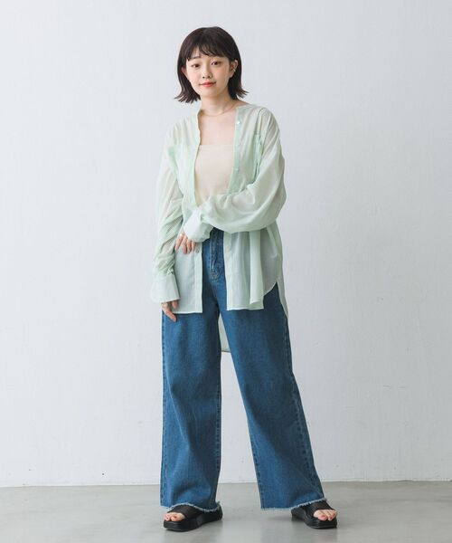 RETRO GIRL（レトロガール）の「BオープンシアーストライプSH（シャツ/ブラウス・レディース・ホワイト系その他/グリーン系その他/ピンク系その他・FREE）」の11枚目の写真