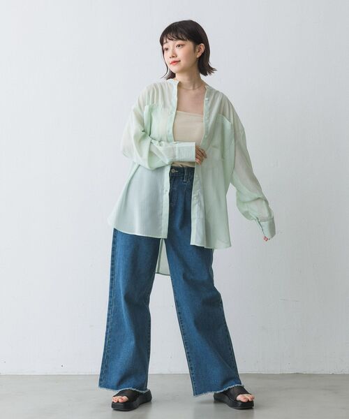 RETRO GIRL（レトロガール）の「BオープンシアーストライプSH（シャツ/ブラウス・レディース・ホワイト系その他/グリーン系その他/ピンク系その他・FREE）」の10枚目の写真